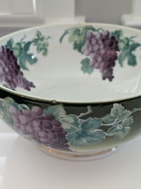 Antique K&G Luneville France Grape Harvest Punch Bowl Keller & Guérin Faience 10